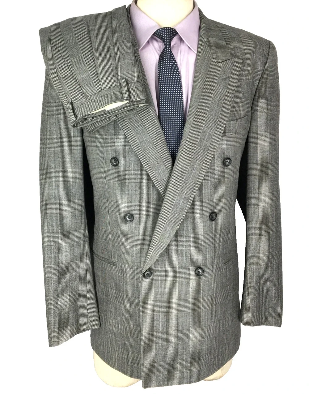 42L Malibu Clothes Beverly Hills Mens Vintage Double Breasted Wool Suit Pants 36